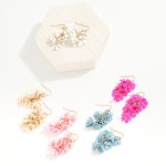 Wholesale linked Painted Metal Flower Tassel Drop Earrings L