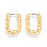Wholesale twisted Metal Rounded Rectangle Huggie Hoop Earrings D
