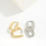 Wholesale twisted Metal Rounded Rectangle Huggie Hoop Earrings D