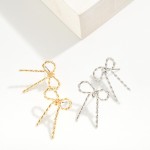 Wholesale twisted Metal Wire Bow Post Drop Earrings L