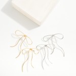 Wholesale metal Wire Bow Post Drop Earrings L