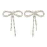 Wholesale rhinestone Bow Post Drop Earrings Rhinestone Tassels L