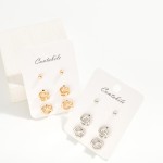 Wholesale set Three Metal Stud Earrings Pretzel Infinity Swirl Studs W