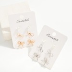 Wholesale set Three Stud Earrings Metal Bows Simple Pearl Studs L