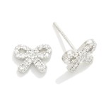 Gold Dipped Cubic Zirconia Bow Stud Earrings 

- Approximately .25" L
- Sterling Silver Post 