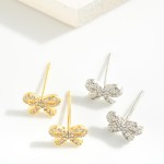 Wholesale gold Dipped Cubic Zirconia Bow Stud Earrings L Sterling Silver Post