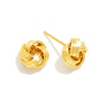 Wholesale gold Dipped Knotted Metal Stud Earrings L Sterling Silver Post