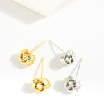Wholesale gold Dipped Knotted Metal Stud Earrings L Sterling Silver Post