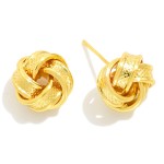 Wholesale gold Dipped Knotted Metal Stud Earrings L Sterling Silver Post