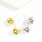 Wholesale gold Dipped Knotted Metal Stud Earrings L Sterling Silver Post