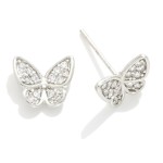 Gold Dipped Cubic Zirconia Butterfly Stud Earrings 

- Approximately .25" L
- Sterling Silver Post 