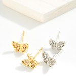 Wholesale gold Dipped Cubic Zirconia Butterfly Stud Earrings L Sterling Silver P