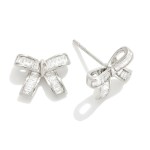 Wholesale gold Dipped Cubic Zirconia Bow Stud Earrings L Sterling Silver Post