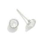 Gold Dipped Cubic Zirconia Stud Earrings 

- Approximately .25" L
- Sterling Silver Post 

