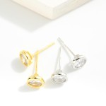 Gold Dipped Cubic Zirconia Stud Earrings 

- Approximately .25" L
- Sterling Silver Post 

