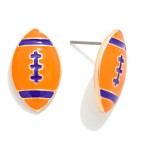 Painted Metal Football Stud Earrings 

- Approximately .75" L