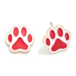 Wholesale painted Metal Paw Print Stud Earrings L