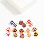 Painted Metal Paw Print Stud Earrings 

- Approximately .5" L 