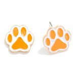 Painted Metal Paw Print Stud Earrings 

- Approximately .5" L 