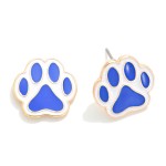 Painted Metal Paw Print Stud Earrings 

- Approximately .5" L 