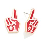Wholesale enamel Metal Foam Finger Game Day Stud Earrings L