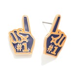 Wholesale enamel Metal Foam Finger Game Day Stud Earrings L