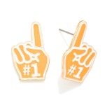 Wholesale enamel Metal Foam Finger Game Day Stud Earrings L