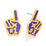 Wholesale enamel Metal Foam Finger Game Day Stud Earrings L