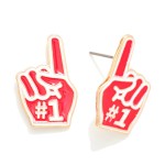 Wholesale enamel Metal Foam Finger Game Day Stud Earrings L