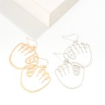Wholesale metal Baseball Glove Outline Drop Earrings L