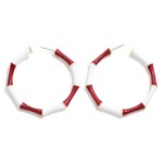 Wholesale enamel Metal Bamboo Alternating Game Day Colors Hoop Earrings D