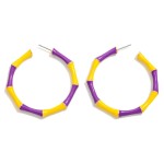 Wholesale enamel Metal Bamboo Alternating Game Day Colors Hoop Earrings D