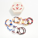 Wholesale enamel Metal Bamboo Alternating Game Day Colors Hoop Earrings D
