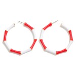 Wholesale enamel Metal Bamboo Alternating Game Day Colors Hoop Earrings D