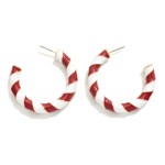Wholesale game Day Enamel Spiral Stripe Metal Hoop Earrings D
