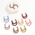 Wholesale game Day Enamel Spiral Stripe Metal Hoop Earrings D