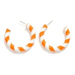 Wholesale game Day Enamel Spiral Stripe Metal Hoop Earrings D