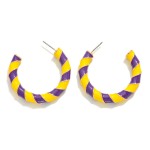 Wholesale game Day Enamel Spiral Stripe Metal Hoop Earrings D