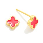 Wholesale micro Clover Stud Earrings Resin Inlay Gold Dipped L
