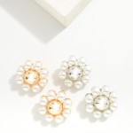 Wholesale metal Hemisphere Post Drop Earrings Pearl Stud Border L