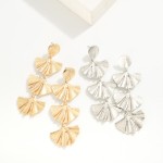 Wholesale linked Metal Fan Leaves Drop Earrings L