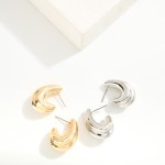 Wholesale metal Ridged Tapered Curl Hoop Earrings L