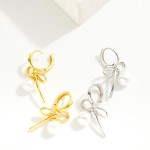 Wholesale metal Bow Huggie Hoop Earrings Pearl Charms L