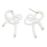 Wholesale pearl Beaded Bow Post Drop Earrings L