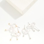 Wholesale pearl Beaded Bow Post Drop Earrings L