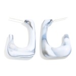 Wholesale marbled Acetate Rounded Rectangle Hoop Earrings D