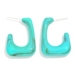 Wholesale marbled Acetate Rounded Rectangle Hoop Earrings D