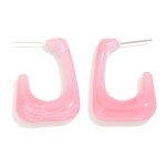 Wholesale marbled Acetate Rounded Rectangle Hoop Earrings D