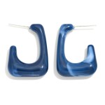 Wholesale marbled Acetate Rounded Rectangle Hoop Earrings D