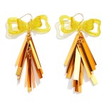 Wholesale glitter Acetate Bow Drop Earrings Sequin Tassels L